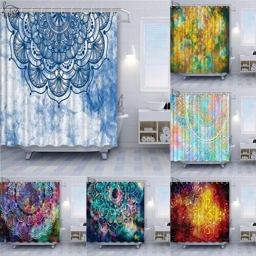 Retro Indian Mandala Shower Curtain Moroccan Bathroom Mildew Resistant Washable Waterproof Polyester Fabric for Bathtub Decor