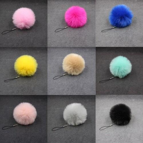 Christmas Gift Artificial Rabbit Fur Ball Plush Fuzzy Fur Key Chain POM POM Keychain Car Bag Keychain Key Ring Pendant Jewelry