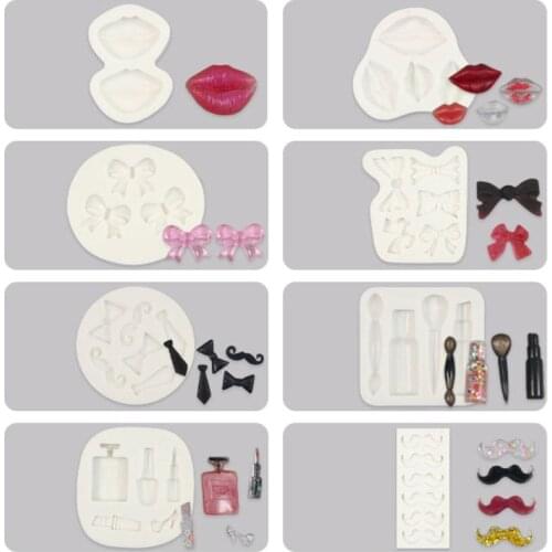 Makeup brush silicone mold lipstick perfume chocolate fondant mold cake decoration diy clay soft clay mold