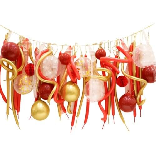 Ins Korean Style Wedding Balloon Garland Metallic Gold Red Balloon Banner Anniversary Supplies Engagenment Decorations