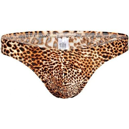 Underwear Leopard Print Breathable Men T Shape Underpants Thongs for Daily Life