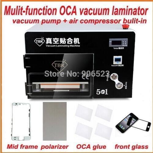 5 in 1 LCD Screen Vacuum OCA Laminating Machine Laminator with 50 set OCA Glue+Polarizer Film+Front Glass+Mid Frame
