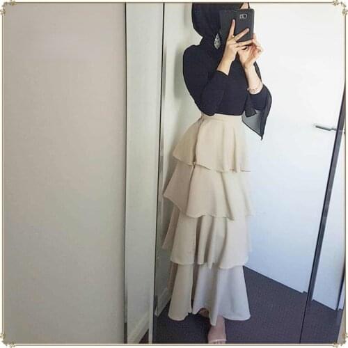 Half-length Skirt Muslim Ladies Bottoms Fashion Casual Refreshing Cake Skirt Qi Ankle Skirt Islamic Dress 2021 New Jupe Muslim