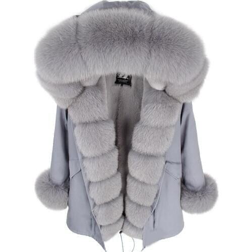 Maomaokong fashion womens clothing Fox fur big fur collar Fur coat Parker Removable lining