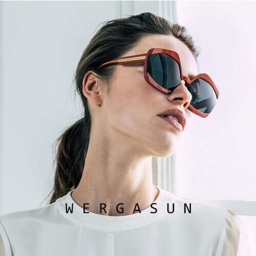 WERGASUN 2020 Ladies Vintage Sunglasses Women Brand Designer Gradient Lens Travel Big Frame Sun Glasses Oculos De Sol Gafas