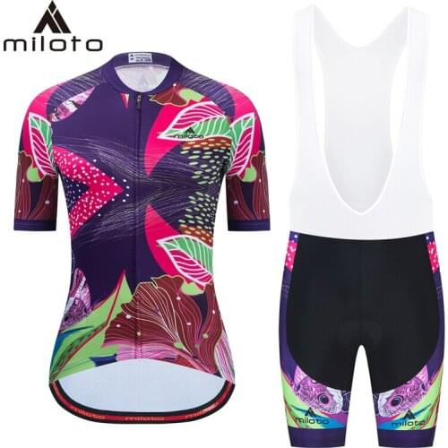 MILOTO Women Short Sleeve Cycling Jersey Sets Skinsuit Summer Maillot Ropa Ciclismo Bicycle Clothing Bike Shirts Riding Suits
