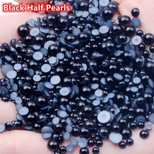 1.5mm - 12mm AB Black/Black Craft ABS Imitation Pearls Half Round Flatback Pearls Beads Resin DIY Garment nail art decoration