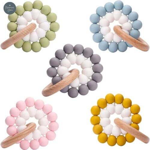 1 Pcs Food Grade Baby Nursing Bracelets Baby Care Products Wooden Teething Ring Baby Teether Nursing Toys Gift for Newborn