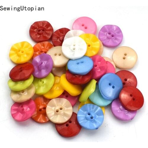 100PCS 15MM Flower Resin Sewing Buttons Round Plastic Button 2 Holes Craft Sewing Childrens Garment Sewing Notions