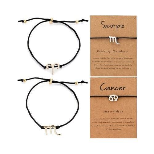 12 Zodiac Constellation Womens Bracelet Men Couple Stars Galaxy Astrology Leo Bracelets Bangle Couple Wish Jewelry