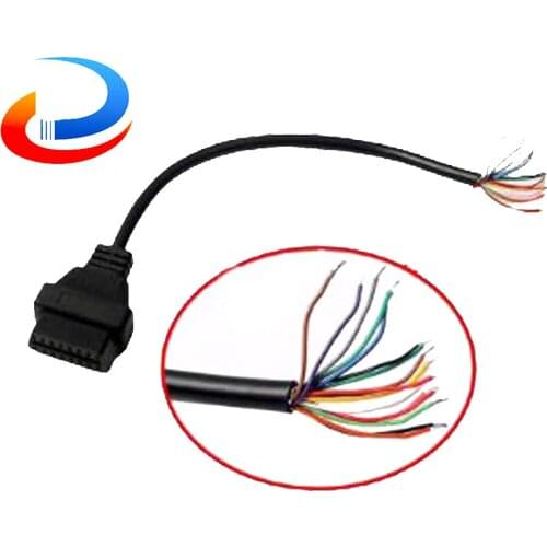 16 PIN Car Diagnostic OBD Connector To Open OBD Cable Interface & Adapter OBDII OBD 2 OBD2 16pin Female Cable