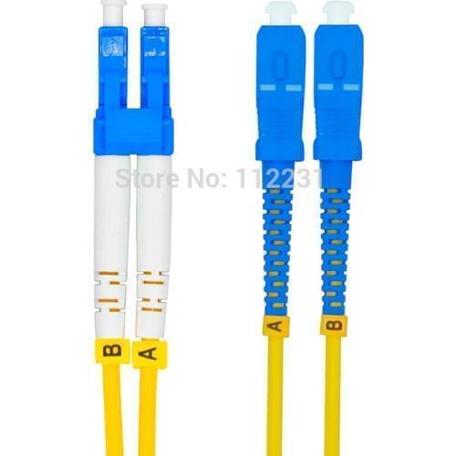 20Meters LC to SC Singlemode Duplex Optical Fiber Patch Cord Cable,LC/PC-SC/PC,3.0mm LC-SC,9/125 20M
