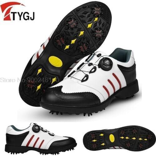 2020 Golf Shoes MenS Waterproof Antiskid Sneakers Male Rotating Knob Buckle Sports Shoes Spiked Nail Training Sneakers