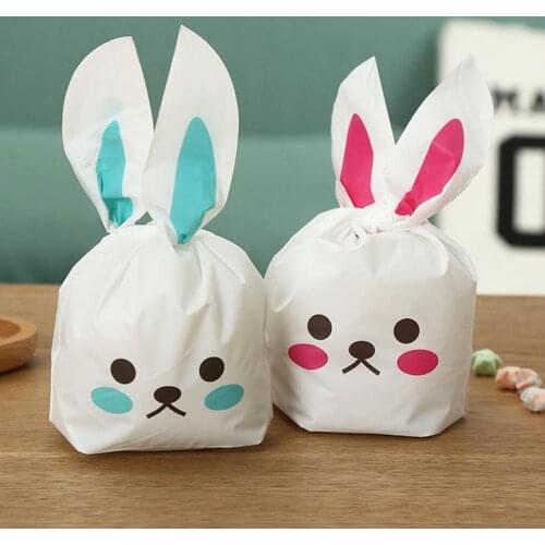 50Pcs Cartoon Cat Owl Lion Rabbit with 3D Ear Biscuit Baking Food Packaging Bag