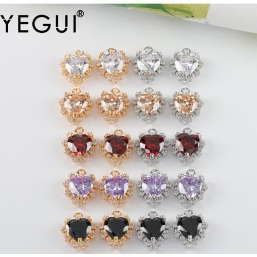 YEGUI M1085,jewelry accessories,18k gold plated,copper metal,rhodium plated,zircons,charms,jewelry making,diy pendants,6pcs/lot