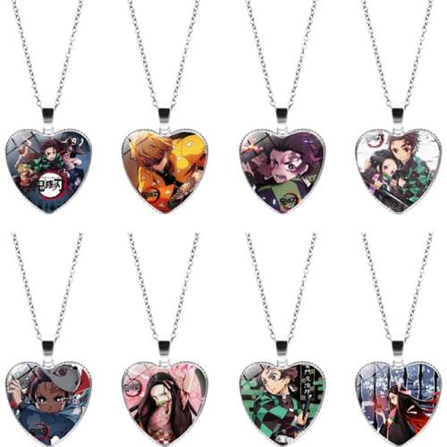 Anime Demon Slayer Creative Necklace Pendant Cosplay Kimetsu No Yaiba Womens Male Long Necklace Keychain Jewelry Sweater Chain