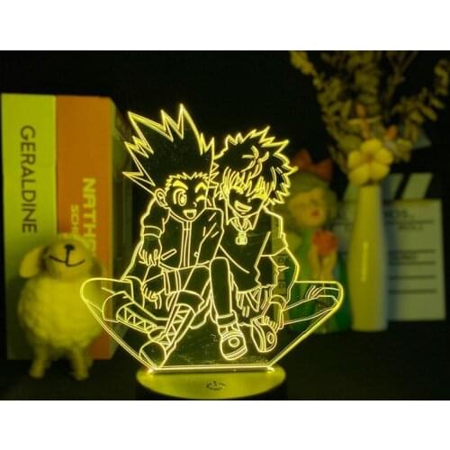 Anime Lamp Night Lighting Gon & Killua Figure 3D LED Light Home Hotel Decor Nightlight Hunter X Hunter Bluetooth Base Kids Gift
