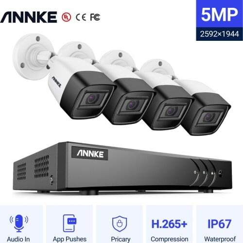 ANNKE S300 5MP Lite Ultra HD 8CH DVR CCTV Security System 4PCS 5MP IP67 Outdoor Audio in 5MP Camera Video Surveillance Kit
