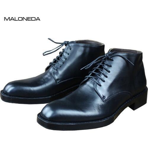 MALONEDE Bespoke Black Goodyear Handmade Ankle Boots Genuine Cow Leather Sole for Male Formal Dress Footwear