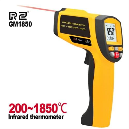 RZ Digital infrared thermometer Non-Contact IR Temperature Meter Gun 200-1850C Handheld Laser Thermometer Industrial Pyrometer