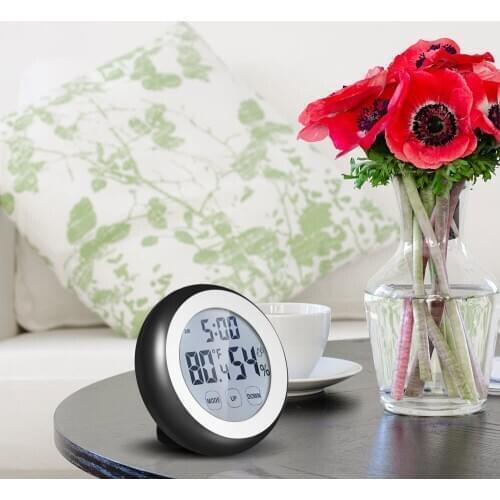 °C/°F Digital Thermometer Hygrometer Temperature Humidity Meter Alarm Clock Touch Key with Backlight