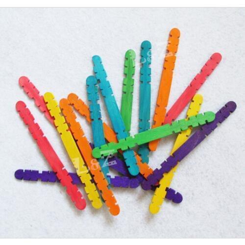 114x10x2mm Dentiform Wooden Lollipop Popsicle Sticks Wood Ice Cream Stick Kids DIY Crafts Model Tools - colorful 500pcs/lot