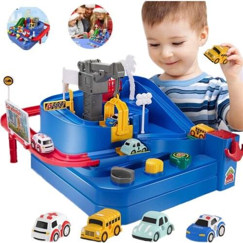 Childrens Educational Cartoon Car Breakthrough Adventure Rail Car Inertia Sliding Rail Car Adventure Game Boy Educational Toy