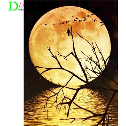 DIADIY 5D DIY Diamond Painting Moon Full Square Diamond Embroidery Landscape Cross Stitch Mosaic Sale Home Decoration