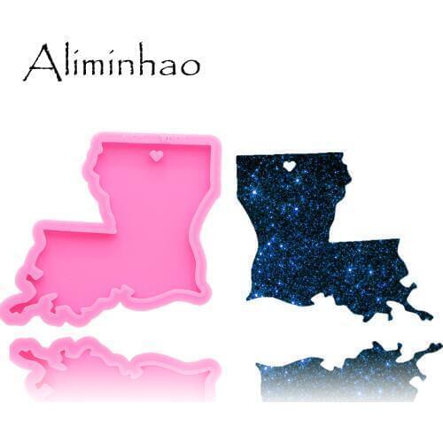 DY0220 Shiny us State Louisiana Silicone Molds DIY epoxy mould silicon Resin Crafting molds keychains Mold