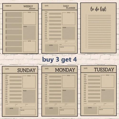 Weekly To Do List Printable. Checklist To Do List .Weekly Planner Pages.Retro Kraft Paper Posters.room decor wall sticker Gift