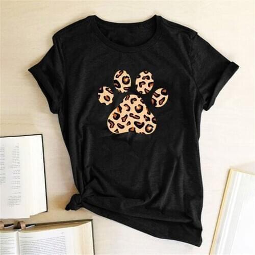 Leopard Bear Paw Print T-shirts Women Summer 2020 Graphic T Shirts Aesthetic Kawaii Clothes Harajuku Shirts for Women Fashion