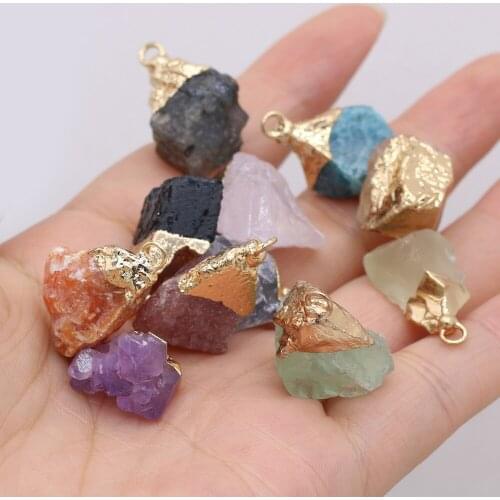 Natural Stone Gem Irregular Crystal Bud Pendant Handmade Crafts DIY Cute OL Necklace Bracelet Sweater Chain Jewelry 15-20mm