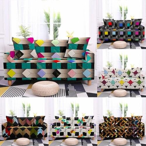 Plaid Elastic Sofa Cover For Living Room Stretch Modern Polyester Geometric Sofa Towel L-Shape Sectional Couch Slipcover Corner