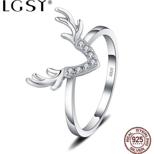 LGSY 100% Guarantee 925 Sterling Silver Antlers Shape Fashion Rings for Women Popular Geometric Design Rings Fine Jewelry DR1170