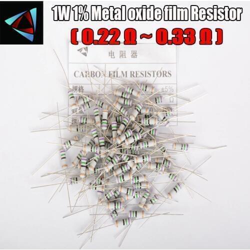 20pcs 5% 1W Metal oxide film Resistor 0.22 0.24 0.27 0.3 0.33 ohm Carbon Film Resistor