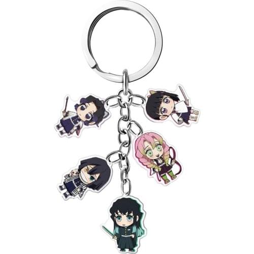 2021 New Anime Demon Slayer Kimetsu No Yaiba Acrylic Pendant Keychain Cute Cartoon Bag Key Chains Cosplay Jewelry Gift
