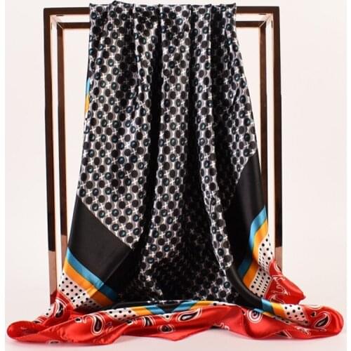New Square Silk Scarves 90*90cm Satin Hijab Scarf Muslim Female Chiffon Shawls Wrap Hair Head Scarves Bandanna for Women Ladies