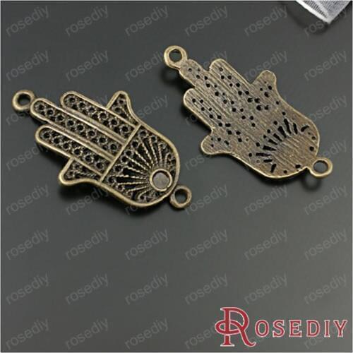 Wholesale 38*21mm Antique Bronze Palm Hand Alloy Connectors for Bracelets Making Diy Jewelry Findings 20 Pieces(JM5451)