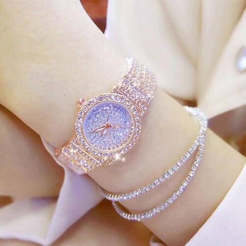 Luxury Rhinestone Women Watches Fashion Elegant Dress Quartz Watches Rose Gold Silver Watch Birthday Valentines Day Gift