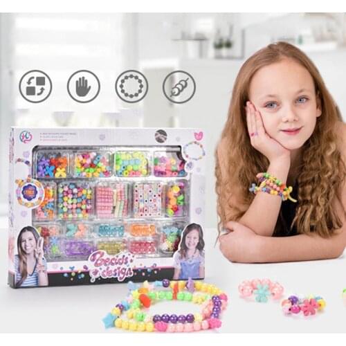DIY Handmade Beaded Toy for Girls Pop Beads Making Necklace Bracelet Headband Kit with Accessory Art Crafts Educational Toys