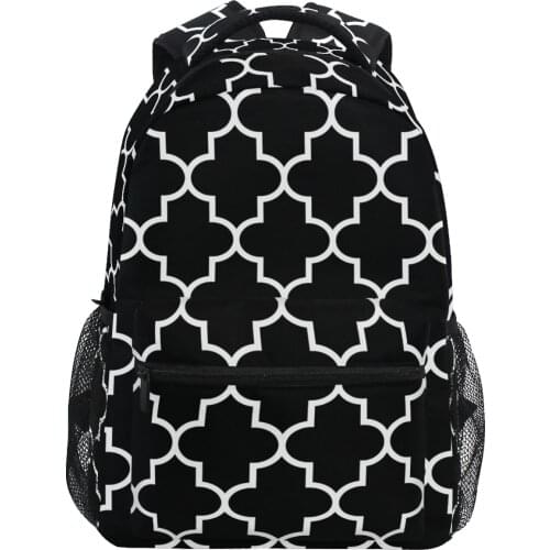 Polyester Grid Printing Backpack Women School Back Bags for Teenage Girls Boy Black Travel Backpacks Female Bagpack Rucksack