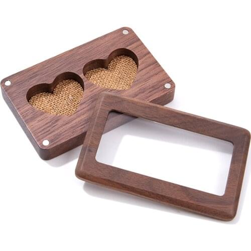 Vintage Walnut Wood Jewelry Box Engagement Wedding Ceremony Ring Storage Proposal Portable Ring Holder Rustic Wedding Ring Box