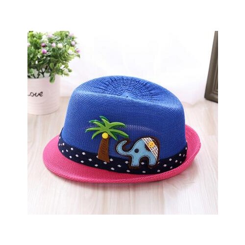 50pcs/lot fedex fast summer spring casual straw hat girl boy beach cartoon elephant tree beach hat