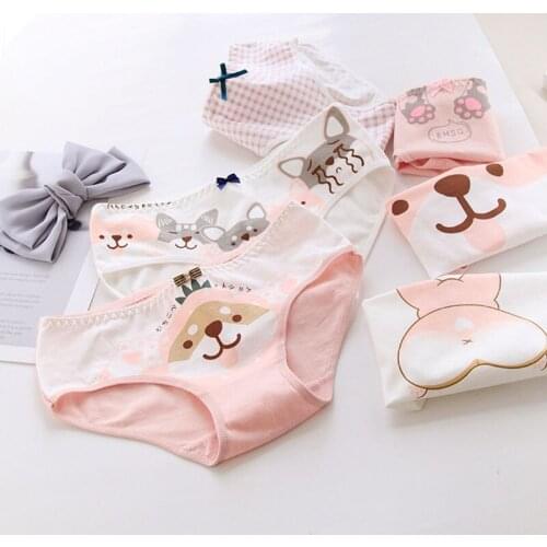 Womens Cartoon Underwear Panties Cotton Underpants Mid Waist Seamless Female Briefs Little Fresh Girls Underwear Briefs