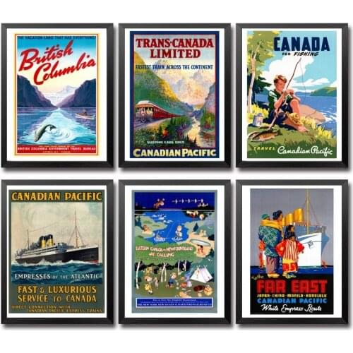 Canada Fish Cruise Ship Far East Quebec Vintage Travel Poster