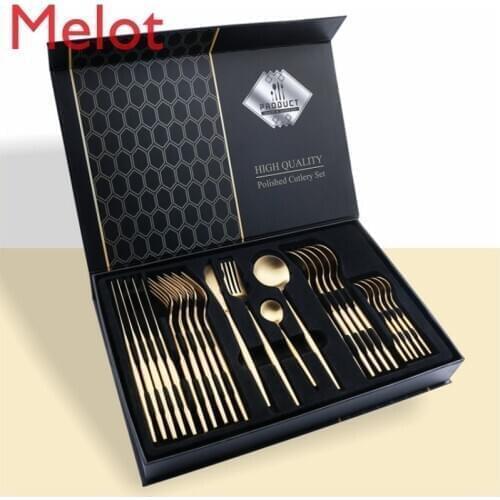 High-End Luxury Household 24-Piece 304 Stainless Steel Tableware Set Knife, Fork and Spoon Holiday Gift Set Cutlery Set