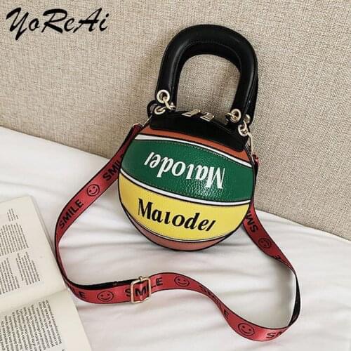 YoReAi Ball Purses For Teenagers Women Shoulder Bags Crossbody Chain Hand Bags Personality Female Leather Pink Basketball Bag