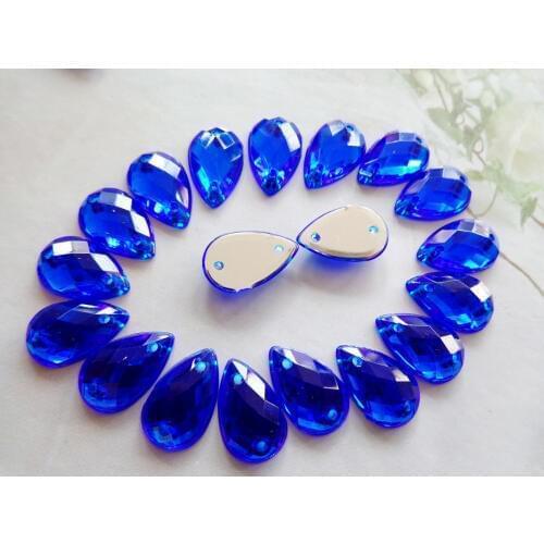ZBROH Royalblue beads Drop shape 8*13mm rhinestones Sew on crystal gem stones Acryl crystal strass diamond hand sewing 300pcs