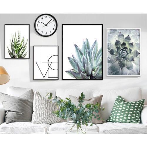 Green Plant Succulent Botanical Canvas Poster Nordic Decorative Print Wall Art Painting Scandinavian Pictures Modern Home Decor