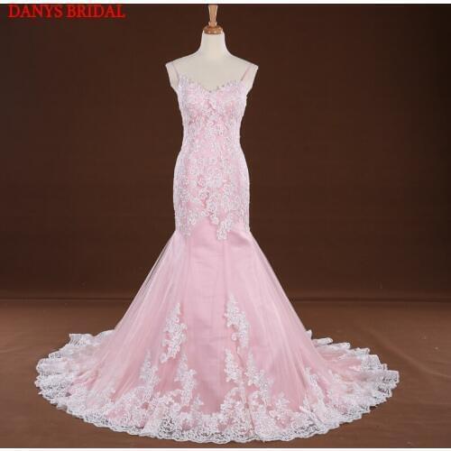 Pink Long Lace Mermaid Evening Dresses Party Women Spaghetti Straps Formal Evening Gowns Dresses Wear robe de soiree longue